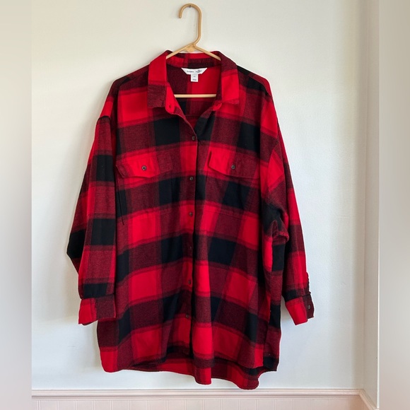 Old Navy Tops - Old Navy Red & Black Flannel Plaid Buffalo Check Top Plus Size 3X Button Down